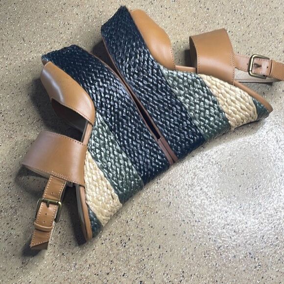 Nine West Unstopable Leather and Grass Wrapped Wedge Sandals 7 - Picture 4 of 12